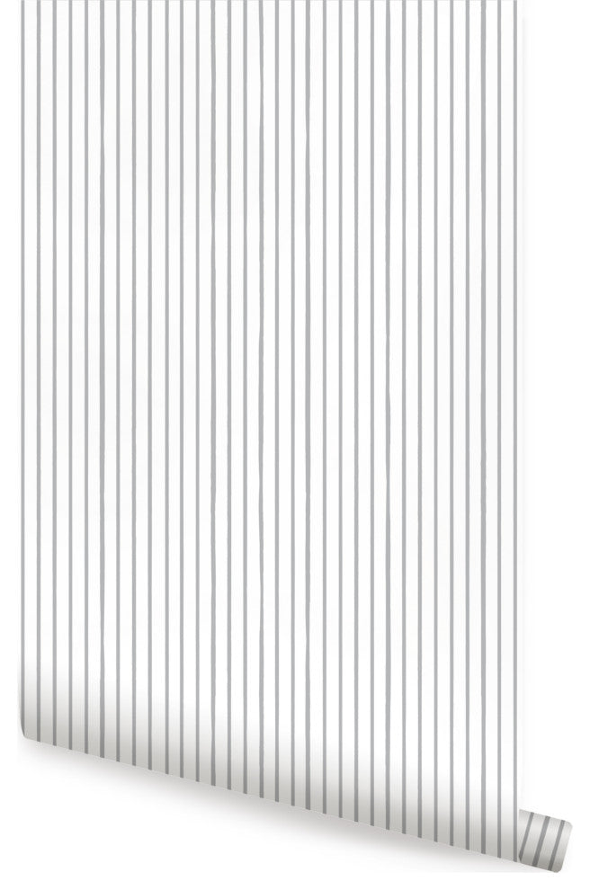 Painted Vertical Lines Peel and Stick Vinyl Wallpaper, Gray, 24"x108"