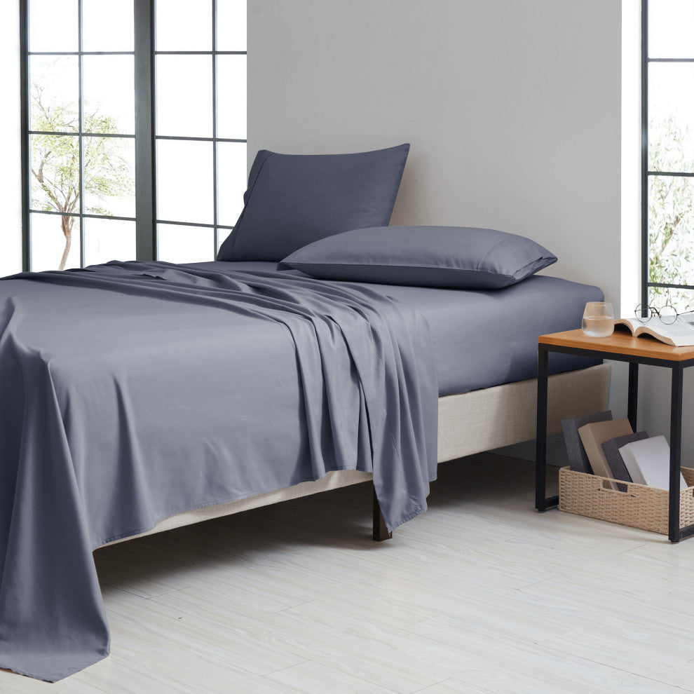 Kathy Ireland 4 Piece Brushed Microfiber Sheet Set, Dark Gray, Full