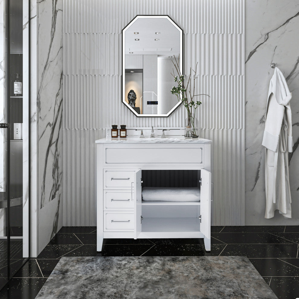 Aspen Bathroom Vanity Set, White, 36"