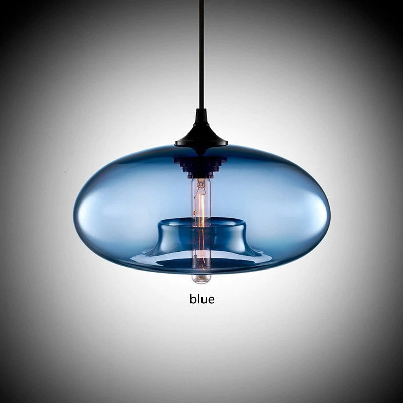 MIRODEMIÂ® Tourrettes-sur-Loup Loft Glass Pendant Lamp, Blue