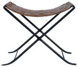 Karma Brown Woven Leather Stool