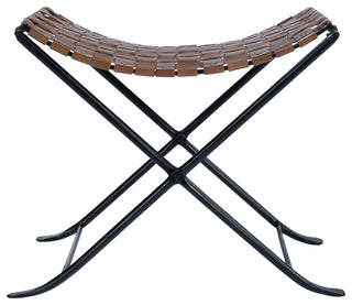 Karma Brown Woven Leather Stool