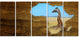 Africa Wildlife Map Design, Abstract Canvas Artwork, 60"x28", 5 Panels