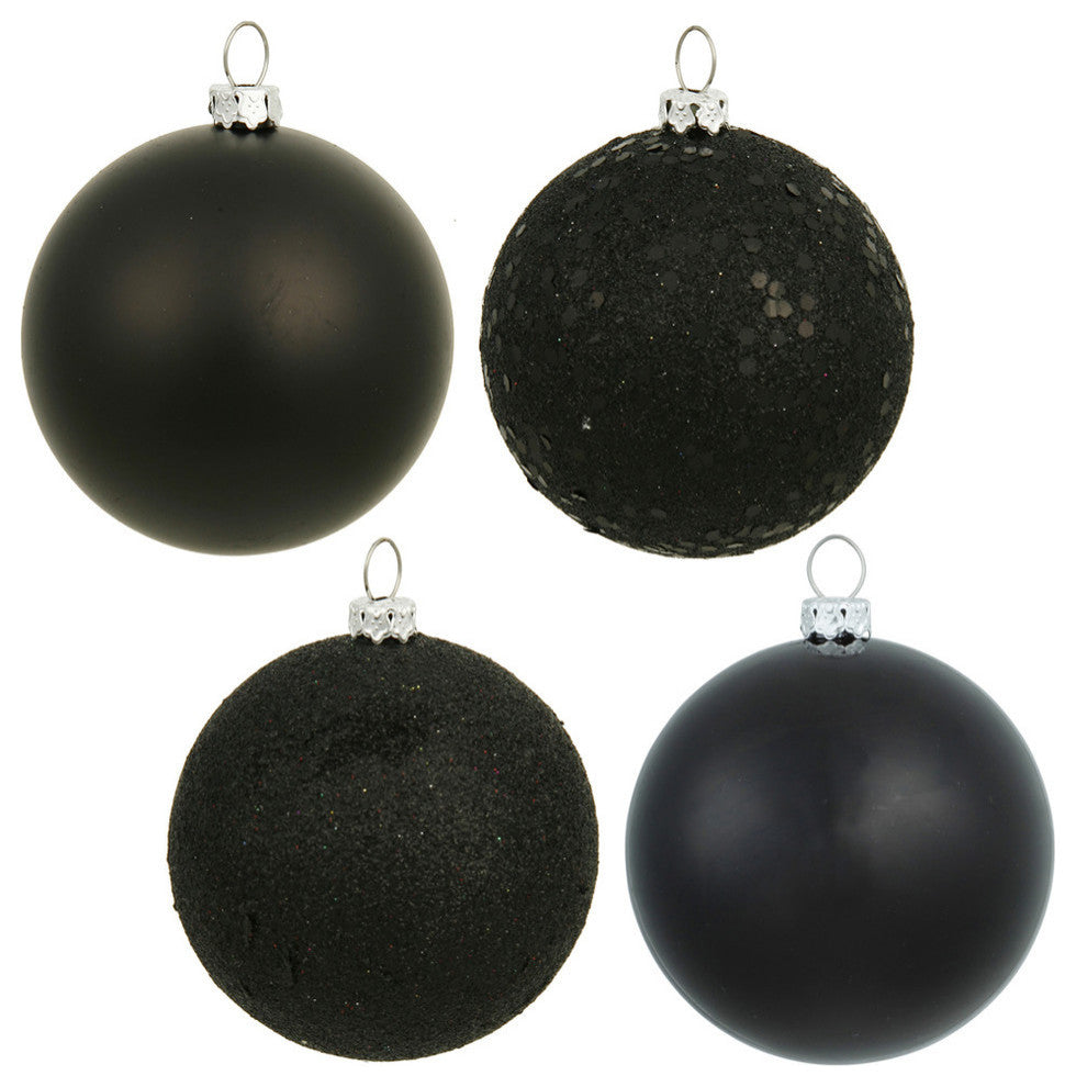 Vickerman 2.4" 4 Finish Ornament Assorted, Set of 60, Black