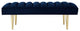 53" Navy Blue And Gold Upholstered Velvet Bench