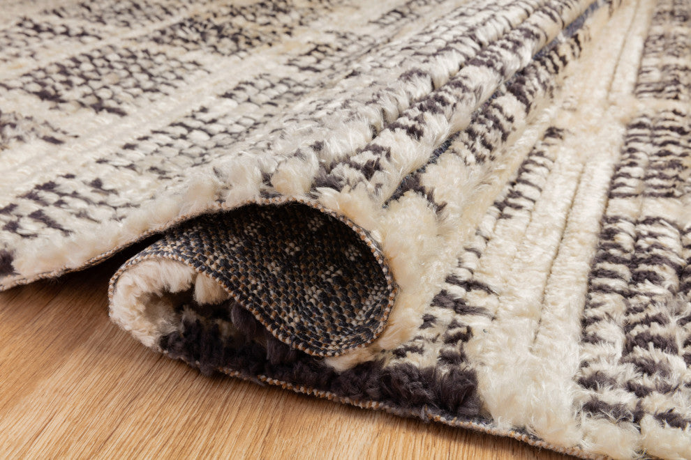 Chris Loves Julia x Loloi Alice Cream/Charcoal 2'-7" x 12'-0" Area Rug