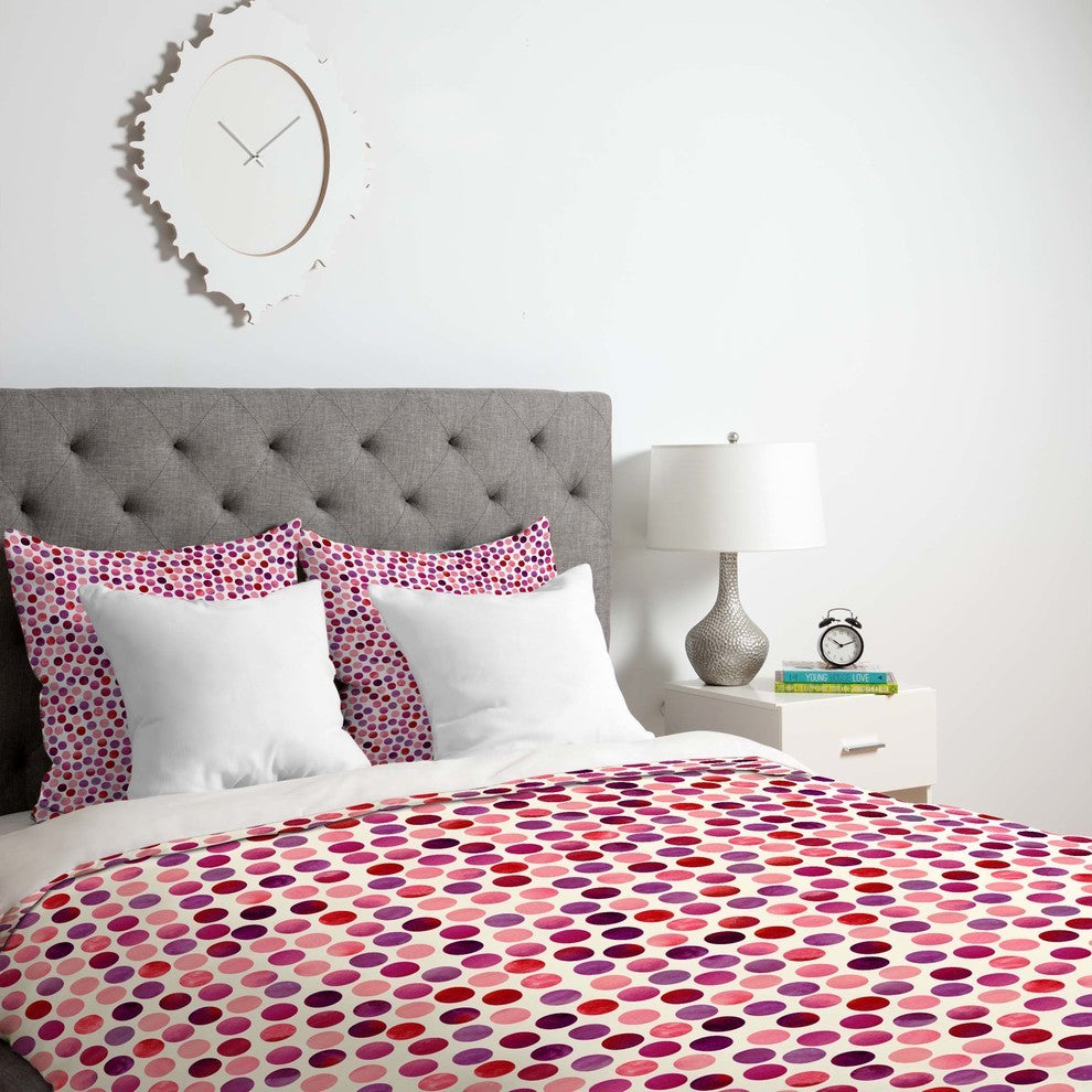 Deny Designs Garima Dhawan Watercolor Dots Berry Duvet Cover - Lightweight