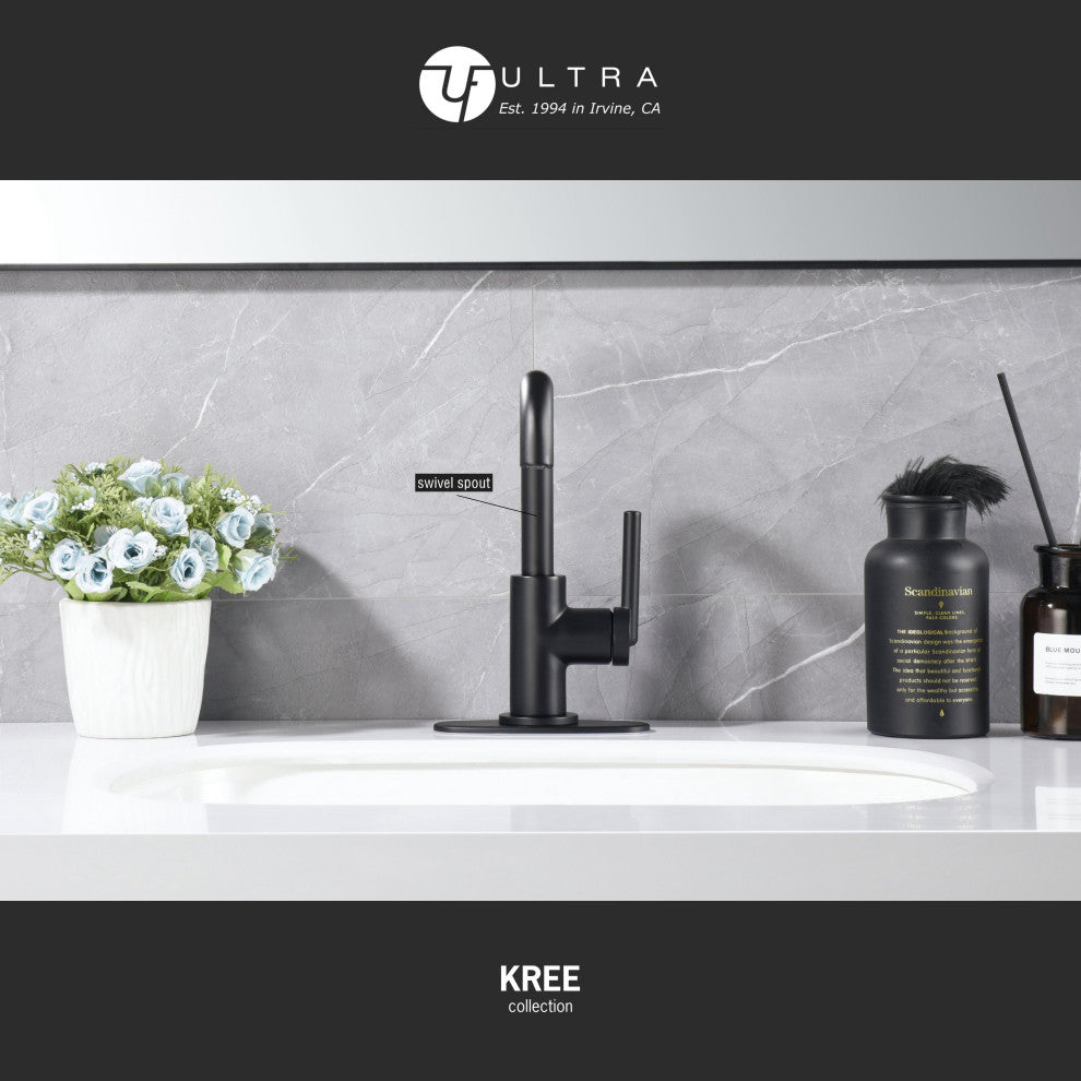 Ultra Faucets UF3070X Single Handle Bathroom Faucet, Matte Black