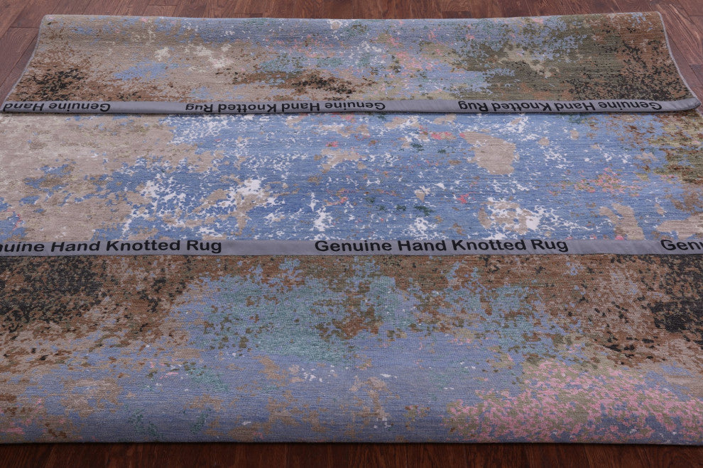 Hand Knotted Wool and Silk Abstract Rug 7' 11" X 10' 0" Q8877