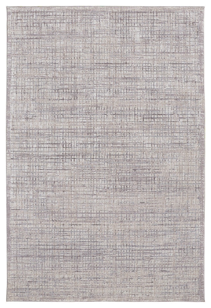 Weave & Wander Inger Crosshatch Rug, Gray/Beige, 6'-7" X 9'-4" Rug