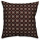 Brown Cross-Stitch Printed Pattern Outdoor Throw Pillow, 18"x18"