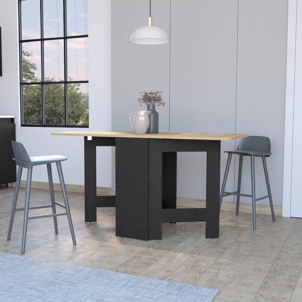 Kailua Folding Dining Table, Black/Macadamia