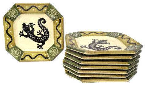 Deruta Ceramiche Sberna 8.5X8.5" Octagonal Salad or Dessert Plate with Gecko