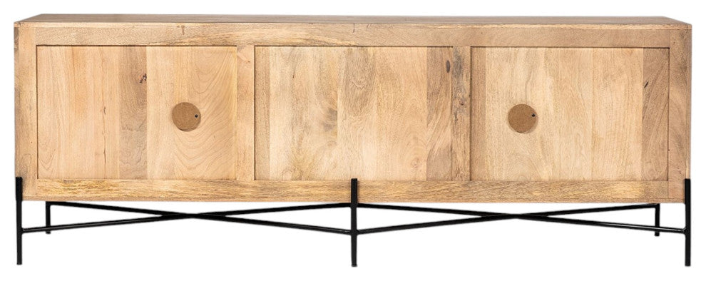 78" Brown Solid Wood Sideboard with Four Doors