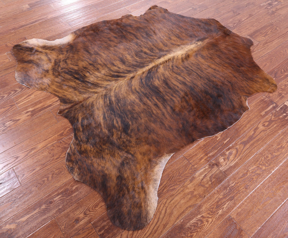 6' 0" X 5' 10" Brindle Natural Cowhide Rug C2176