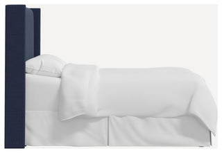 Red from Scalamandre Queen Hudson Headboard, Slubby Linen Navy