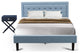 2Pc Platform Queen Bed Set, 1 Platform Bed, End Table, Denim Blue