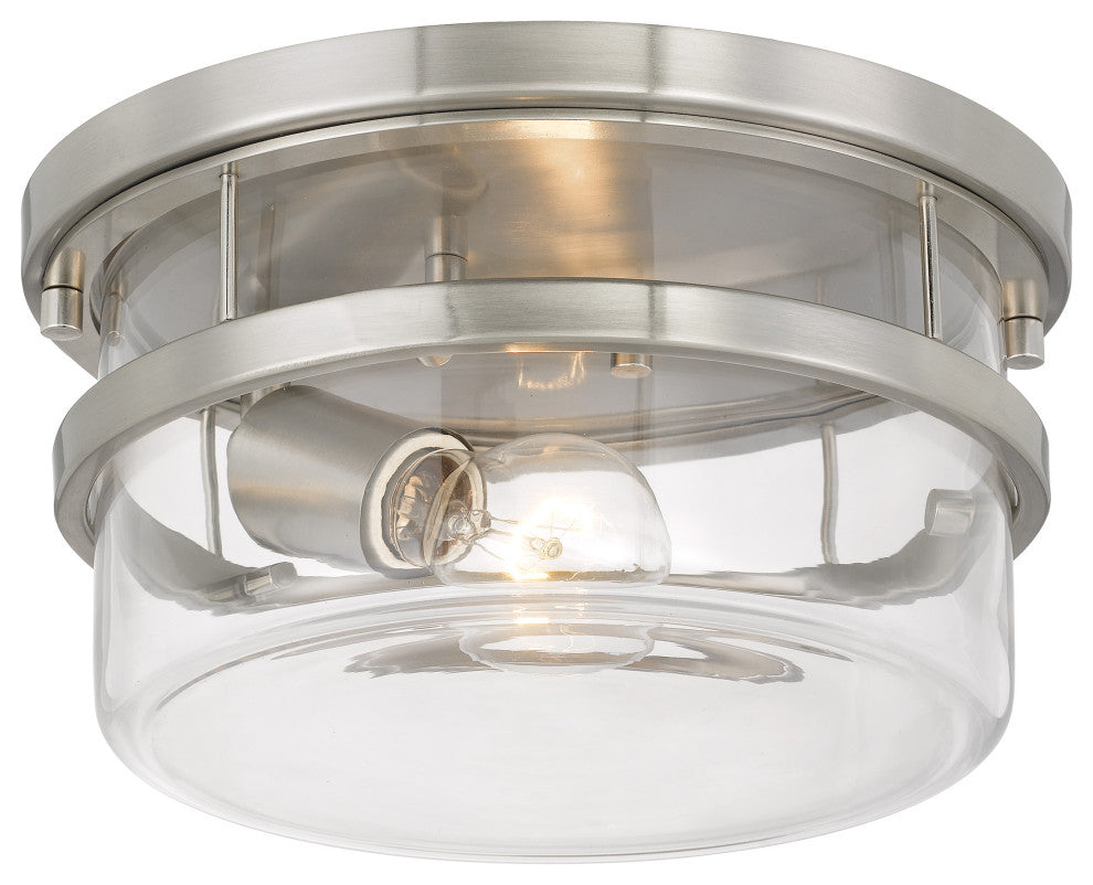 Kenmore 1-Light Brushed Nickel Finish Flush Mount 9.88"x9.88"x5"