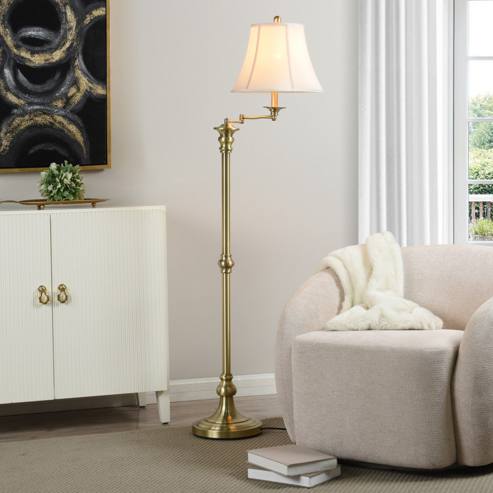 Swing Arm Floor Lamp Menlo Bronze, Antique Brass