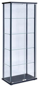 Bowery Hill 5 Shelf Contemporary Glass Wood Curio Cabinet in Black