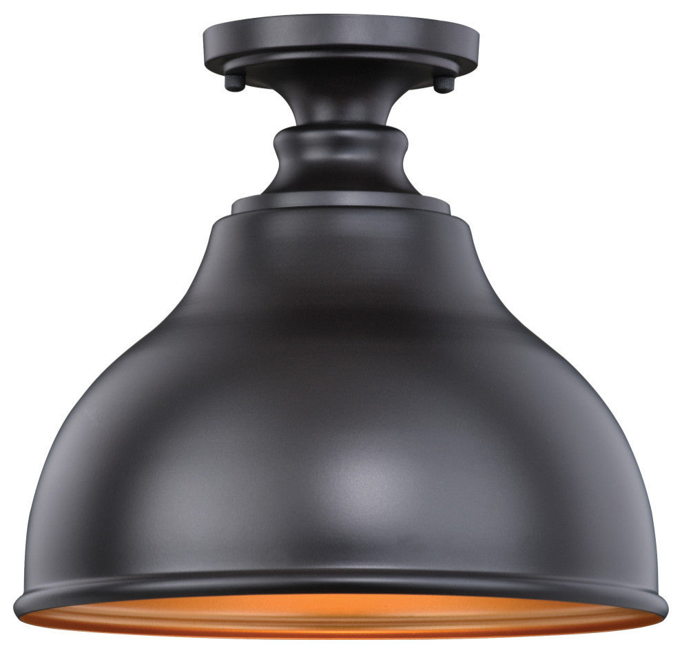 Delano 11" Outdoor Flush Mount Ceiling Light Oil Burnished Bronze/Light Gold