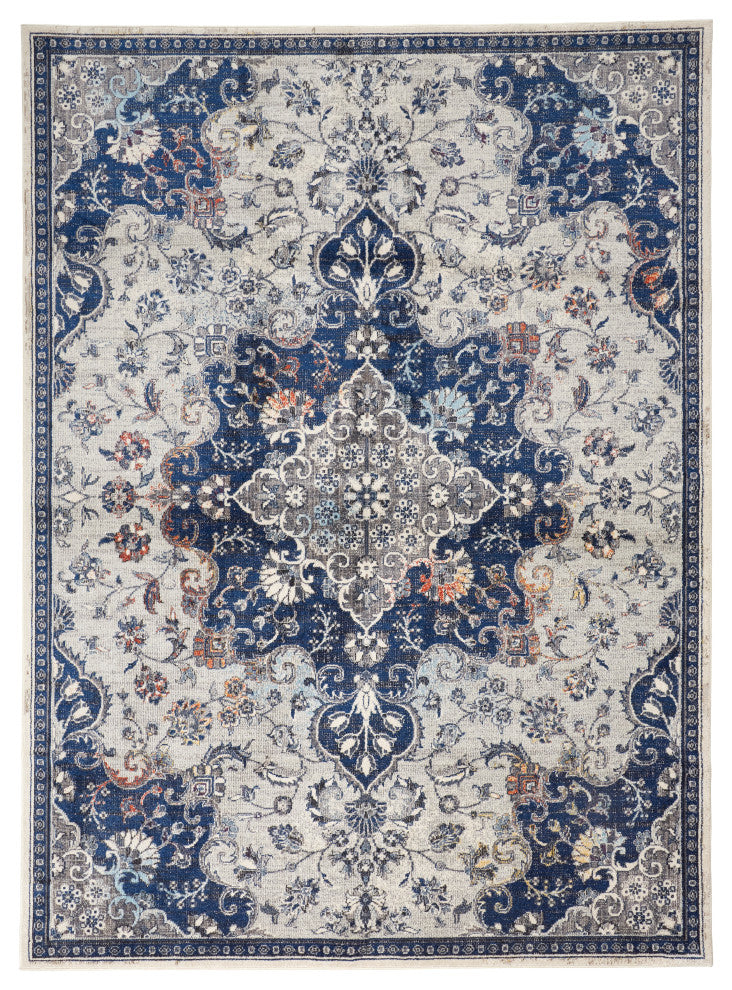 Weave & Wander Bellini Rug, Blue/Gray/Rust, 7ft-10in x 10ft-10in