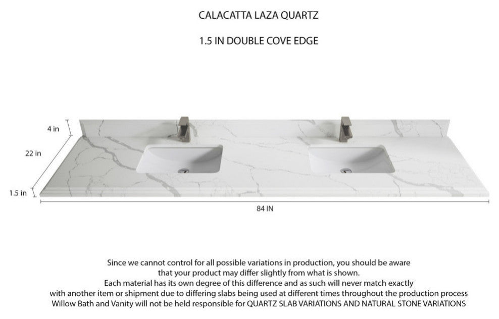 Sonoma Teak 84 Double Sink Bath Vanity in Dark Natural with 1.5" Calacatta Laza