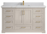 Boston 60" Single Bathroom Vanity in Fine Grain 2" Calacatta Sienna
