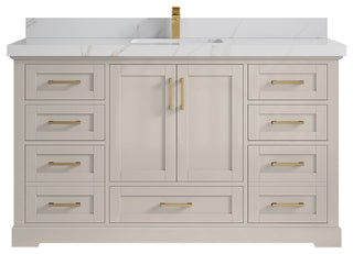 Boston 60" Single Bathroom Vanity in Fine Grain 2" Calacatta Sienna