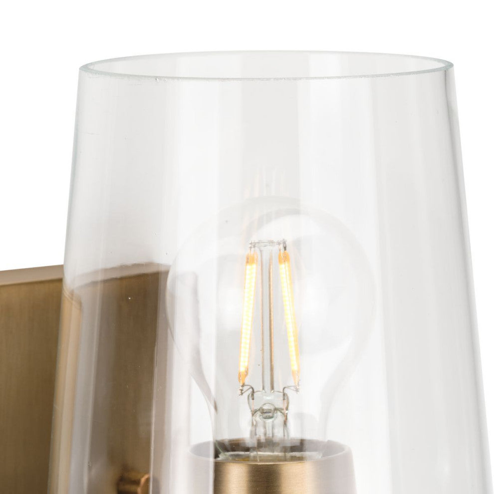 Calais 5" 1-Light Vintage Brass Clear Glass Bath Vanity Light