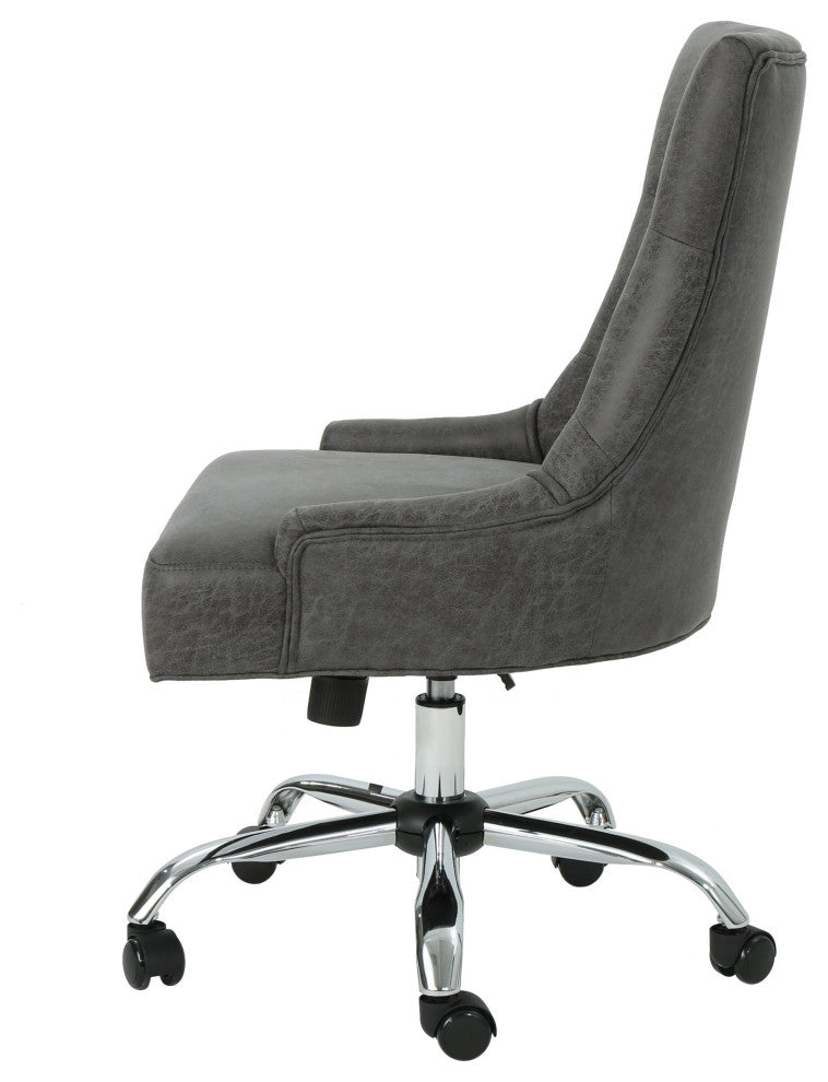 GDF Studio Bagnold Home Office Fabric Desk Chair, Slate/Chrome