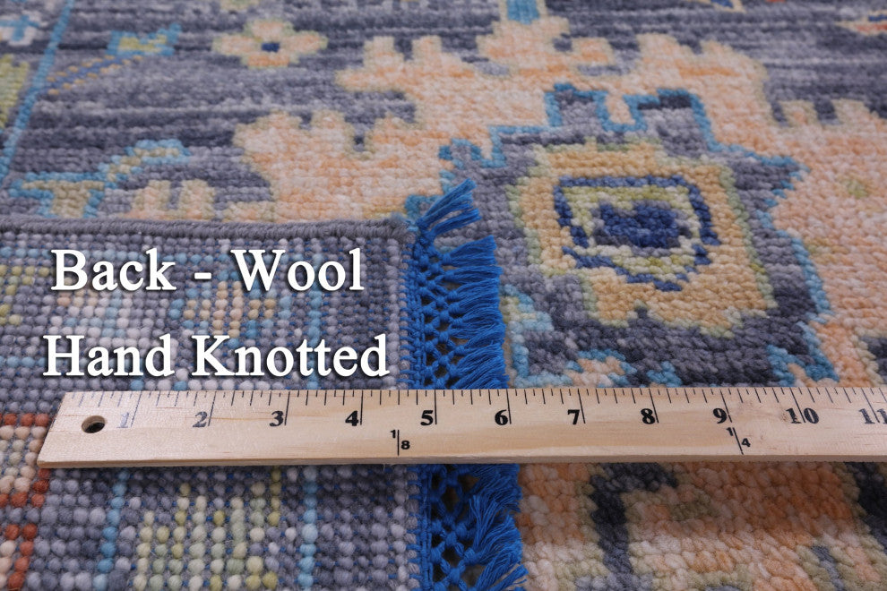 8' Square Hand-Knotted Turkish Oushak Wool Rug - Q15652