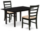 3Pc Dining Set 2 Chairs, Butterfly Leaf Rectangle Dining Table, Black