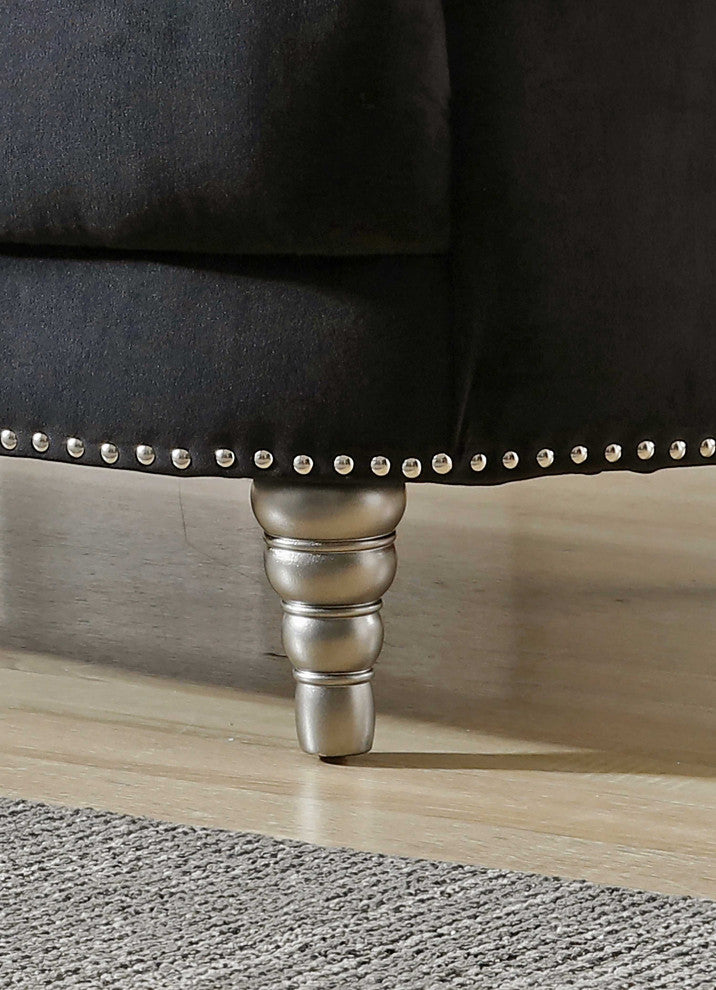 Dania 64 in. W Flared Arm Velvet Straight Sofa, Black