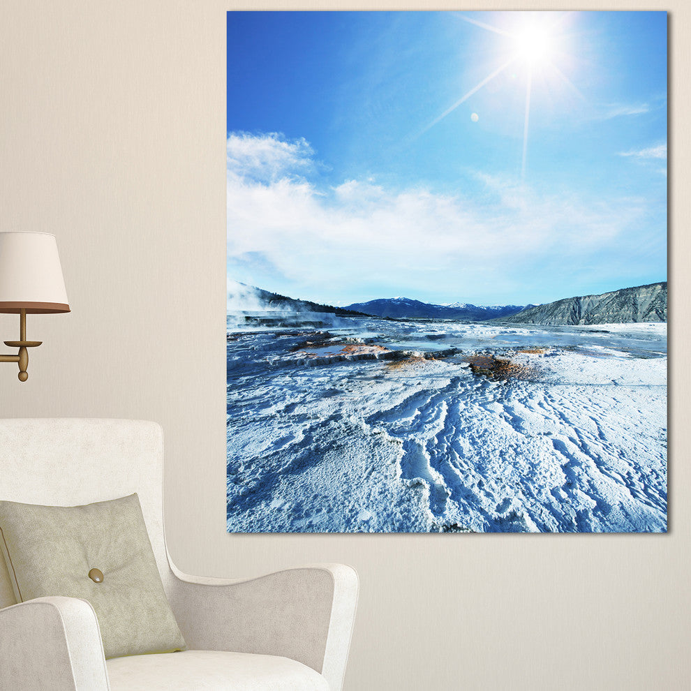 Hot Spring with Bright Sky and Sun, Oversized Landscape Canvas Art, 30"x40"