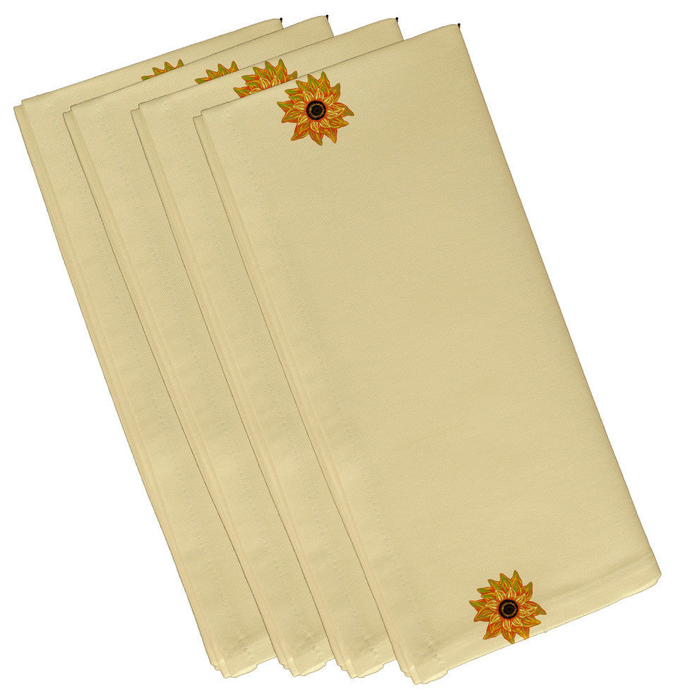El Girasol Feliz Flower Print Napkin, Yellow, Set of 4