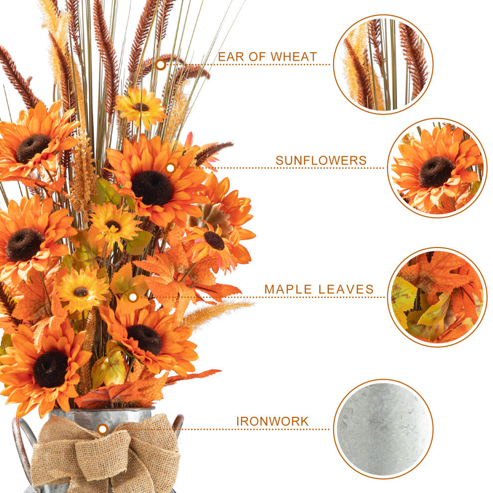 39.75"H Fall Sunflower Leaf Potted Tree