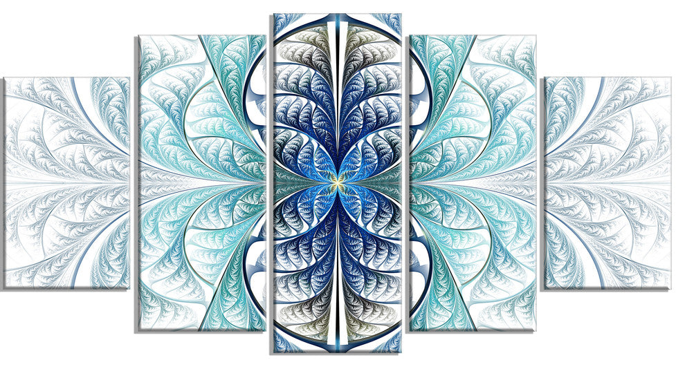 Light Blue Stained Glass Texture, Abstract Canvas Art Print, 60"x32", 5 Panels