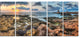 "Rocky Blue Seashore Sunset" Seashore Canvas Art, 60"x28", 5-Panels