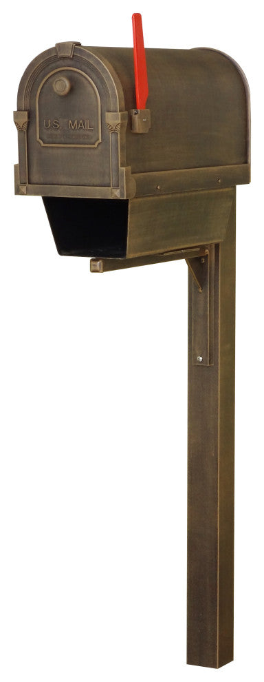 Savannah Mailbox With Newspaper Tube and Wellington Post, Copper