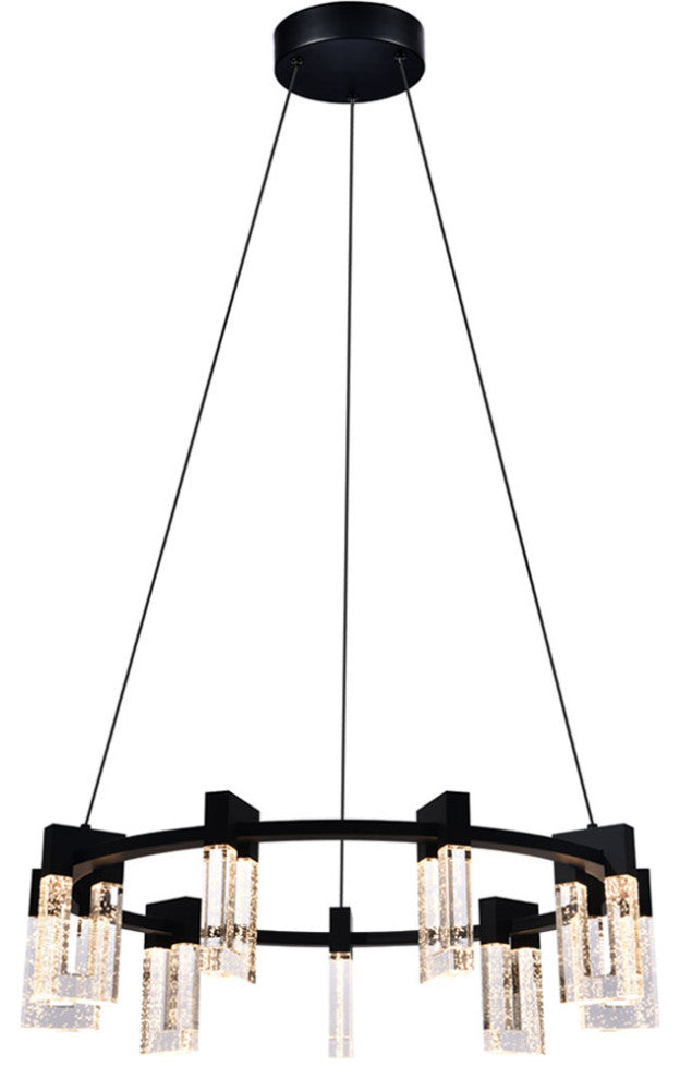 Sorrento 27" 9 Shades ETL Certified Integrated LED Circular Chandelier, Black