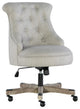 Vintage Office Chair, Round Seat With Button Tufted Hourglass Back, Light Gray