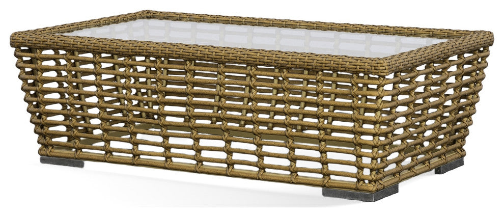 Renava Ko Tao Outdoor Glass, Wicker Coffee Table
