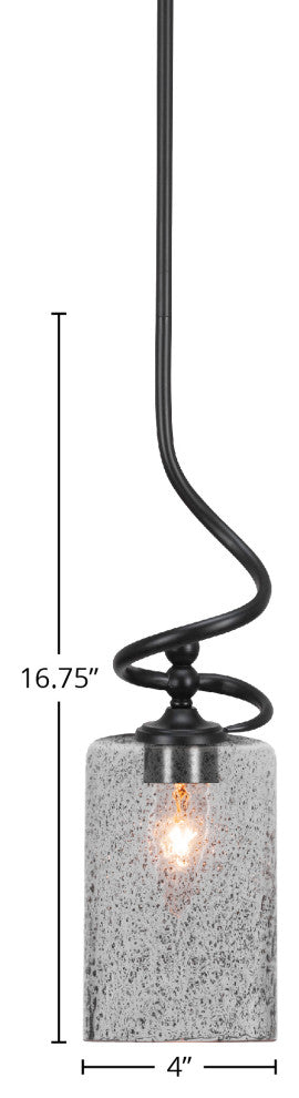 Capri 1-Light Mini Pendant with Hang Straight Swivel, Matte Black/Smoke Bubble