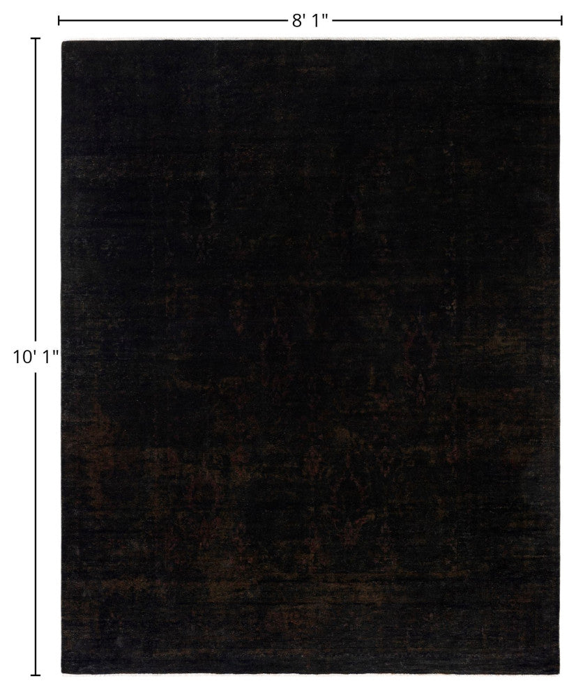 Overdyed One-of-a-Kind Hand-Knotted Area Rug Black, 8' 1" x 10' 1"