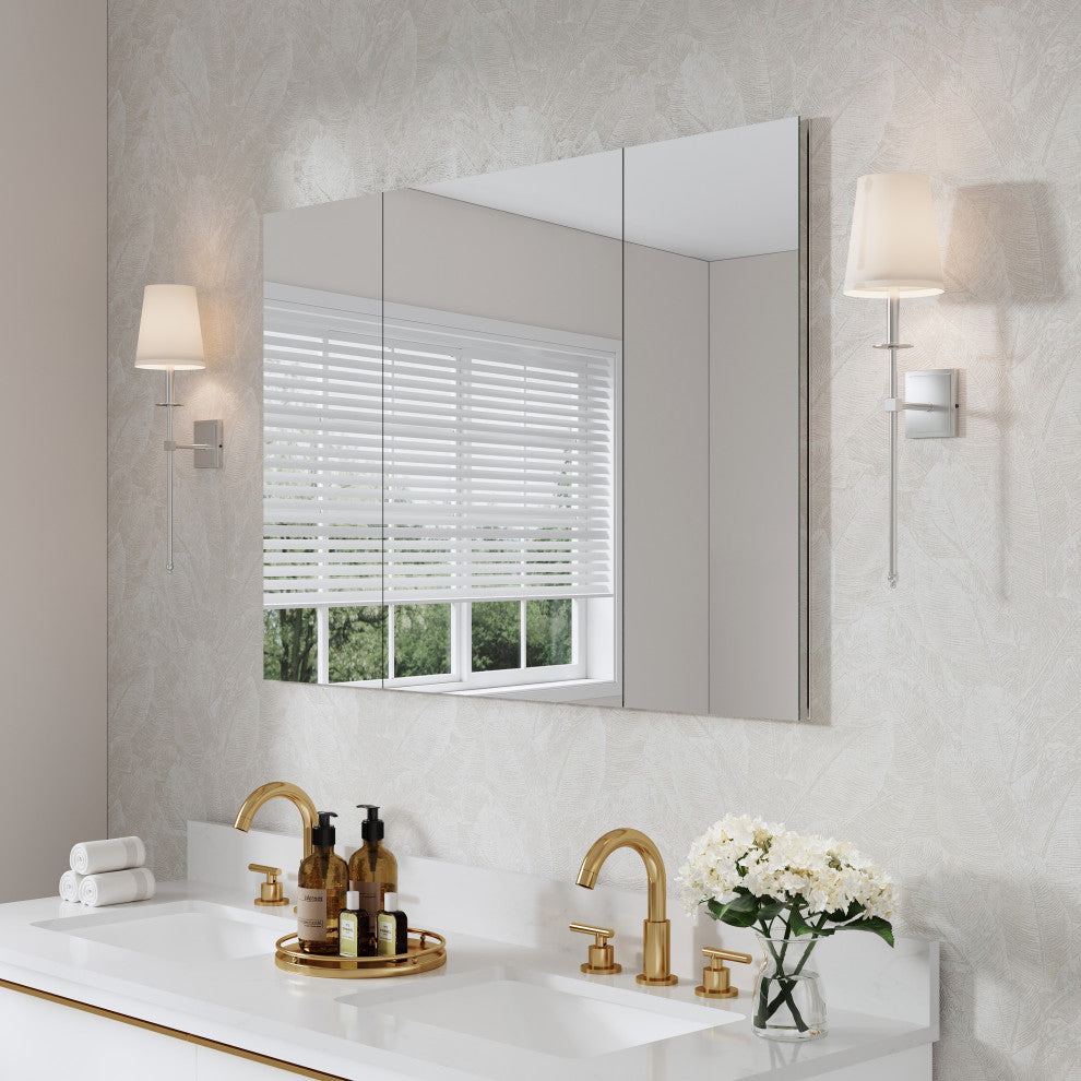 Recessed/Surface Mount Bathroom Medicine Cabinet, Reverse Installation, 44"x30"