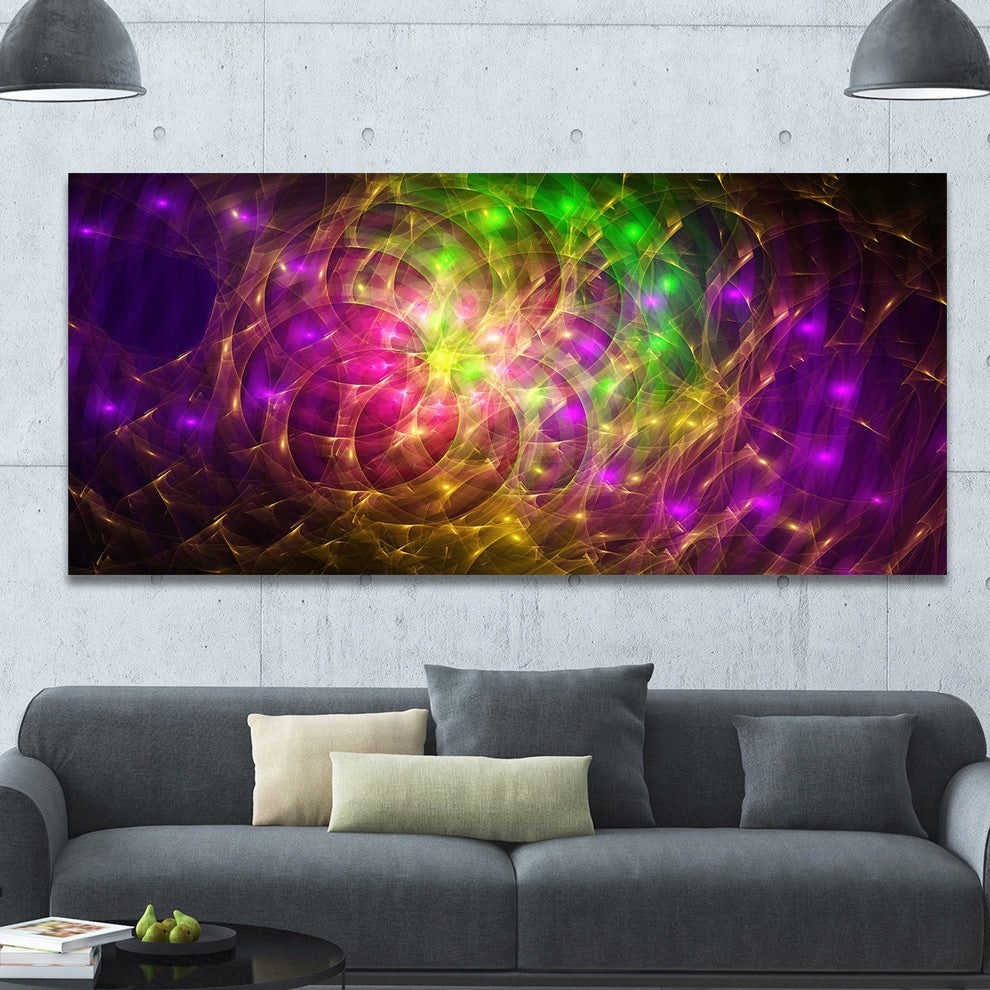 Purple Green Symphony of Colors, Oversized Abstract Canvas Art Print, 60x28