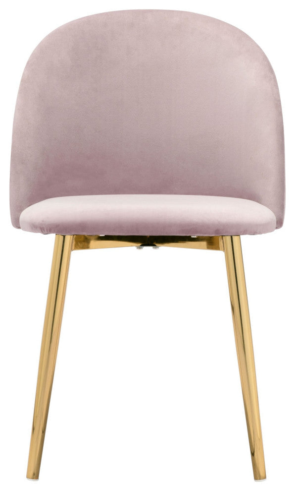 Dining Chair, Set of 2, Steel Metal, Fabric, Pink, Gold, Bar Kitchen Pub Bistro