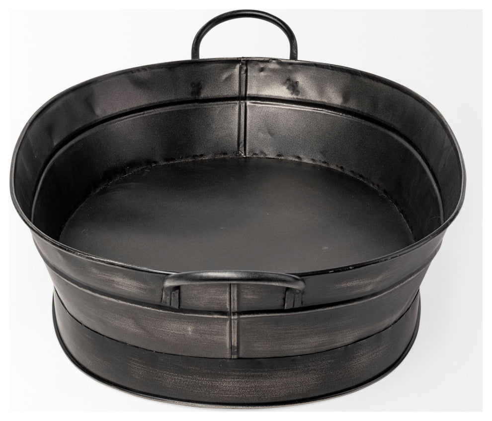 Vintage Black Metal Storage Basket
