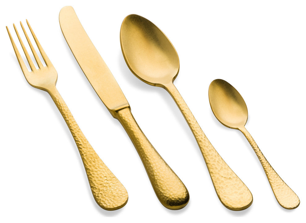 Epoque Flatware Set, Pewter Gold, 5 Pcs.